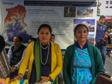 Ankit Lepcha and Pasangkit Lepcha sell unique knit bags at an exhibition in Gangtok, Sikkim.